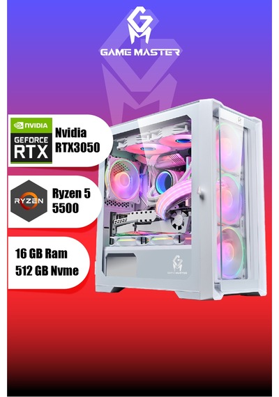 Game Master Hydra 3050 R5-5500 16 GB 512 GB M.2 SSD RTX3050 27" Free Dos Masaüstü Oyuncu Bilgisayarı