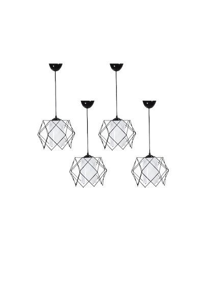 Trend Kitchen Tasarım Beyaz Mika Camlı Avize Siyah 4 Adet Beyaz - Siyah
