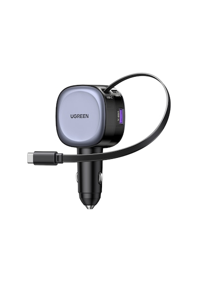 Ugreen 75w 2 Portlu Usb-c Kablolu Araç İçi Şarj Cihazı Çakmaklık Adaptörü, 55653