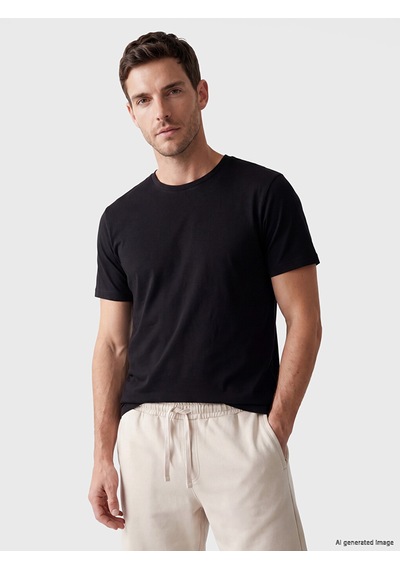 Lcwaıkıkı Classic Siyah Slim Fit %100 Pamuk Erkek Tişört