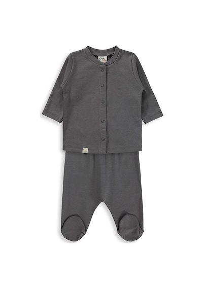 Civil Baby Düz 1-6 Ay Pijama Takımı - Gri Füme