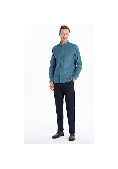 Lcwaıkıkı Classic Mavi Regular Fit Uzun Kollu Kadife Erkek Gömlek