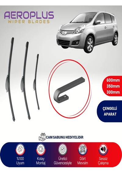 Aeroplus Nissan Note Ön Arka Muz Silecek Takımı 2005-2013