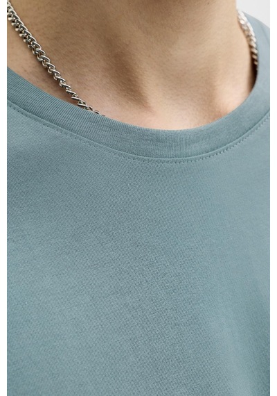 Jack & Jones Erkek Corp Logo Baskılı Bisiklet Yaka Kısa Kollu Tişört Turkuaz
