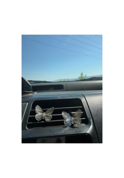 Metal Gümüş Renkli Kelebek Taşsız 3 Cm Klima Süsü Şık Araç Aksesuarı