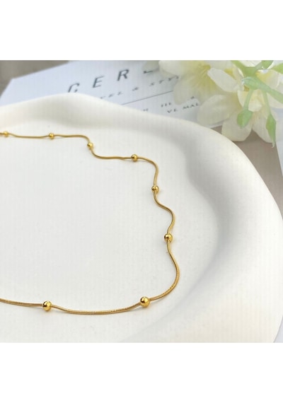 Kolye Dorika Topcuklu Model 316l Paslanmaz Çelik Gold 45+5cm Altın