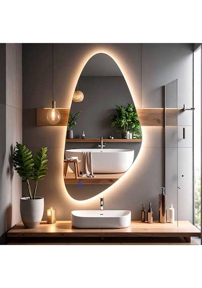 Alvora Günışığı Lazer Kumlamalı Lavabo & Banyo Aynası Dokunmatik Sensörlü 100 X 50 Cm