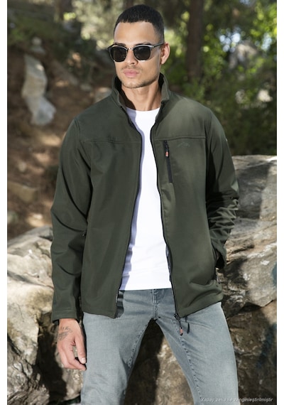 Buratti Su Itici Slim Fit Dik Yaka Softshell Ince Erkek Mont 649003 Haki