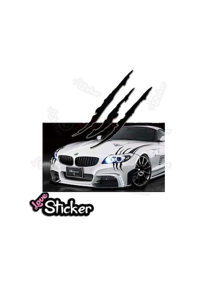 Monster 2 Adet Pençe Izi Oto Sticker, Araba Sticker