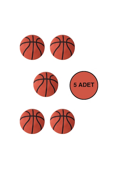 5 Adet Basket Topu Çocuk Odası Mobilya Kulbu Seti - Polyester - Tek Vidalı Dolap ve Çekmece Kulpları Turuncu