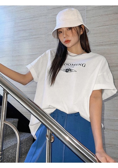 Flood Of Style Blooming Vitality Baskılı Beyaz Oversize Tişört