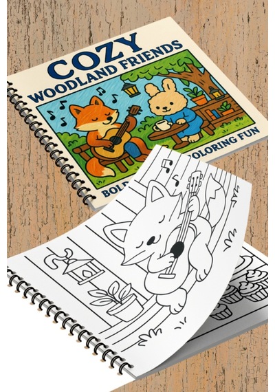 Cozy Woodland Friends Bold And Easy 20x20 Cm Büyük Boyama Kitabı, Çocuklar Ve Yetişkinlere
