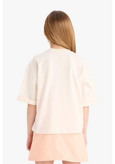 DeFacto Kız Çocuk Oversize Geniş Kalıp Bisiklet Yaka Baskılı Kısa Kollu Tişört E4406A825SMER233 Ekru DeFacto Kız Çocuk Oversize Geniş Kalıp Bisiklet Yaka Baskılı Kısa Kollu Tişört E4406A825SMER233 Ekru