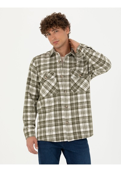 Pierre Cardin Erkek Haki Desenli Gömlek 50274651-vr027 Haki
