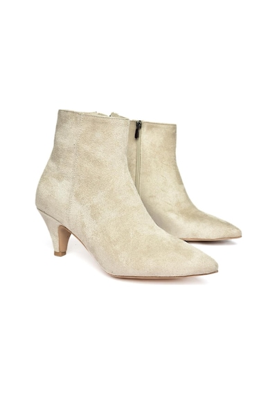 Fox Shoes R404710002 Bej Süet Alçak Topuklu Kadın Bot Bej