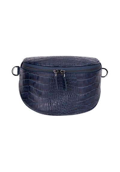Blooming Bag Alora Scarlet Heat Croc Lacivert Deri Bel Çantası