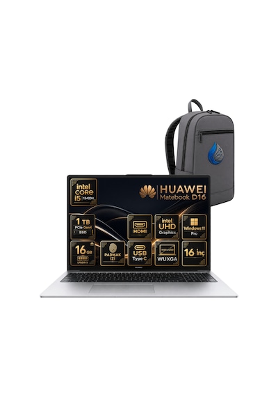 Huawei Matebook D16 MCLG-W5611DRNP03 i5-13420H16 GB 1 TB SSD 16'' W11P Dizüstü Bilgisayar
