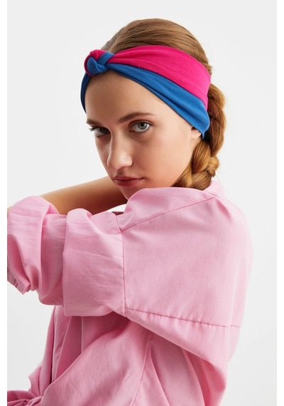 Kadın Fenomen Style Pamuklu Penye, Kaymaz, Yumuşak, Esnek, Saç Bandı Bandana - Tek Ebat / Bordo-mavi Bordo-mavi