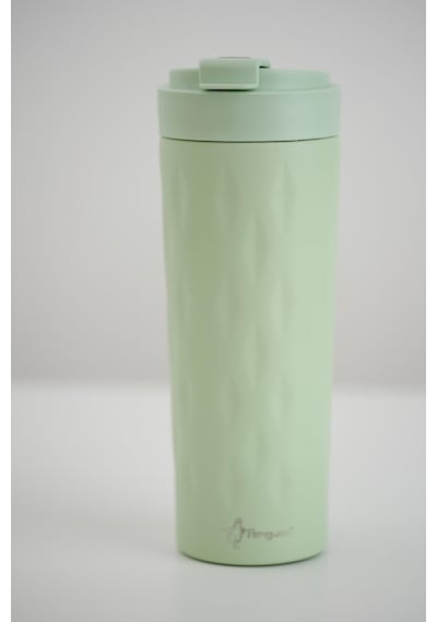 Png-1167 500ml Flip Kapak Desenli Çelik Mug 6 Saat Sıcak 12 Saat Soğuk Sızdırmaz & Bpa Free Açık Yeşil