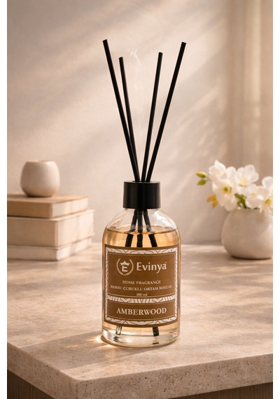 Amberwood 100 Ml Bambu Çubuklu Oda Kokusu Kalıcı Ortam Kokusu & Dekoratif Reed Diffuser Amber
