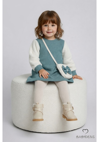 Babyden's Bayramlık Şık Ve Rahat Kız Bebek Elbise Çantalı Yumuşak Peluş Kollu Kışlık Çocuk Kombini Haki Babyden's Bayramlık Şık Ve Rahat Kız Bebek Elbise Çantalı Yumuşak Peluş Kollu Kışlık Çocuk Kombini Haki