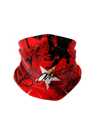 Bobrear Atatürk İmzalı Türk Bayrağı Desenli Çok Amaçlı Buff Bandana Boyunluk Çok Renkli