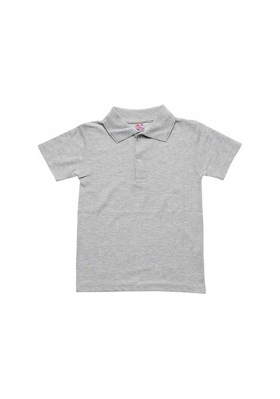 Salar Ticaret A.L.M Kids Unisex Kısa Kollu Polo Yaka Gri Okul Tişörtü 5-17 Yaş Gri