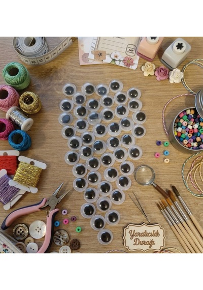 8mm Oynar Göz - Hobi, Amigurumi Ve El Sanatları İçin - 50 Adet Beyaz