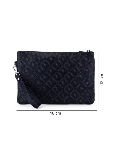 Tamer Tanca Kadın Suni Deri Lacivert Desen Clutch Çanta 743 2337 Bn Cnt Sk25-26 Lacı Gfrj Laci