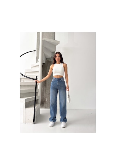 Kene Jeans Tint İşlemli Yüksek Bel Straight Denim Pantolon Tint İşlemli
