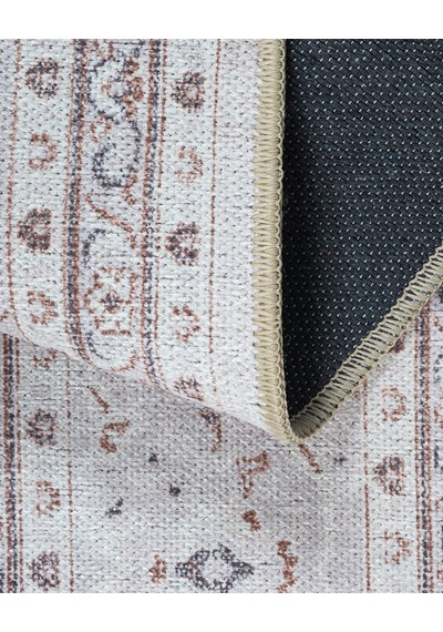Geleneksel Floral Desenli Krem Ve Açık Gri Eskitme Halı - Ar1009cc Krem - Gri