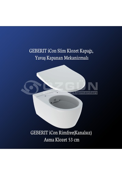 Geberit İcon Rimfree (kanalsız) Klozet + Yavaş Kapak 501.002.00.1