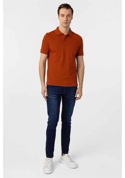 Süvari Kiremit Slim Fit Düz Polo Yaka Tişört KIREMIT