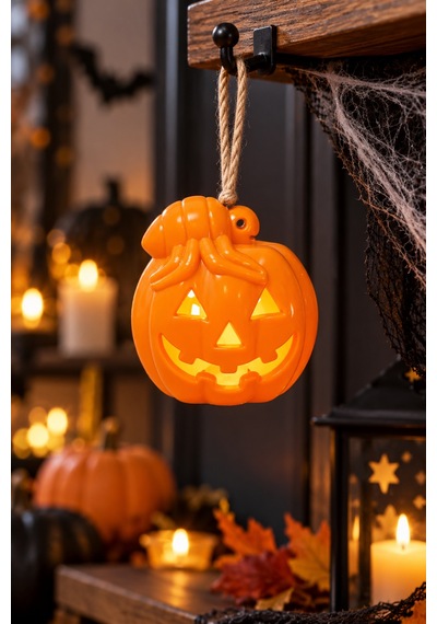 Led Bal Kabağı Figürü 9 Cm Turuncu Halloween Cadılar Bayramı Asılabilir Dekoratif Parti Süsü Renkli