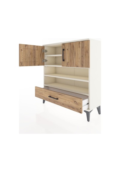Arges Şifonyer 4 Raflı Tek Çekmeceli 2 Kapaklı 88x30x96 Aytaşı-çam Aytası