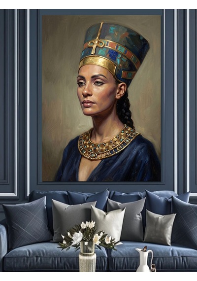 Mısır Kraliçesi Nefertiti Asil Portre Dekoratif Kanvas - Mdf Ahşap Tablo