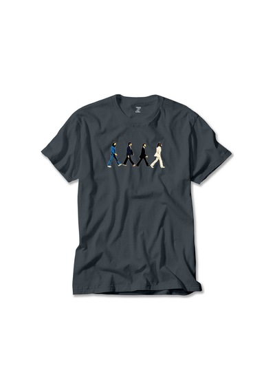 The Beatles Abbey Road Cartoon Yeşil Tişört