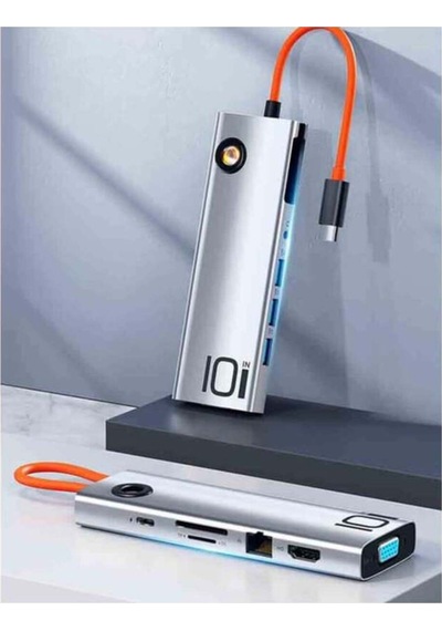 Tr30 10 In 1 Type-c To Hdmı Vga Audio Usb3.0x3 Sd/tf Lan Pd Çok Fonksiyonlu Dönüştürücü