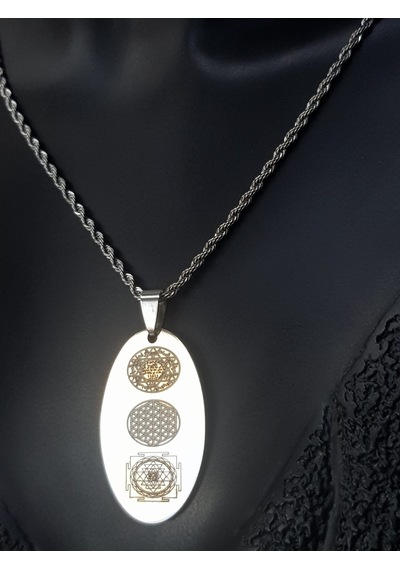 Vog Üçlü Mucize Hz.süleymanın Mührü,yaşam Çiçeği V Sri Yantra Sarı Renk Çelik Kolye Sarı Vog Üçlü Mucize Hz.süleymanın Mührü,yaşam Çiçeği V Sri Yantra Sarı Renk Çelik Kolye Sarı