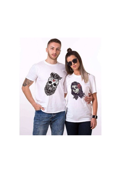 Tshirthane Kurukafa Sevgili Kombinleri Tshirt Kombini Beyaz