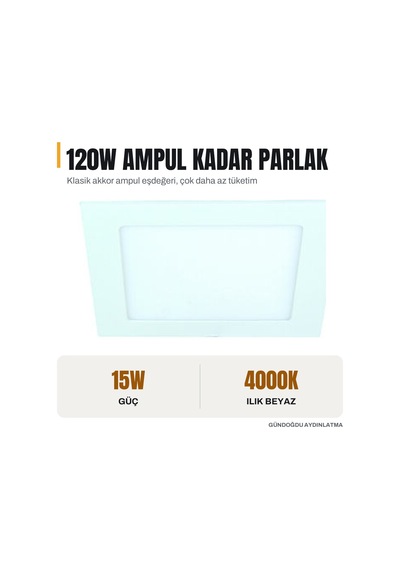 Jupıter Beyaz 15w Slim Led Panel Armatür 4000k Naturel Beyaz - Ld454-b840