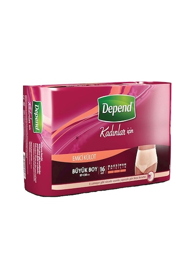 Depend Emici Külot Kadın Hasta Bezi Büyük Beden L 16 Adet
