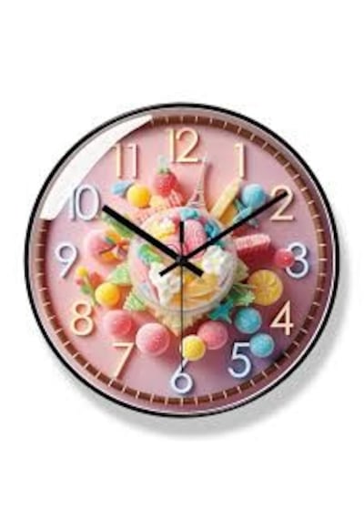 Candy Dream Dekoratif Duvar Saati Pastel Renkli Şeker Temalı Modern Salon Saati Pembe