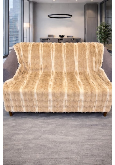Su Yolu Tavşan Tüyü Kaymaz Tabanlı Koltuk Örtüsü 170x215 Cm Kahve