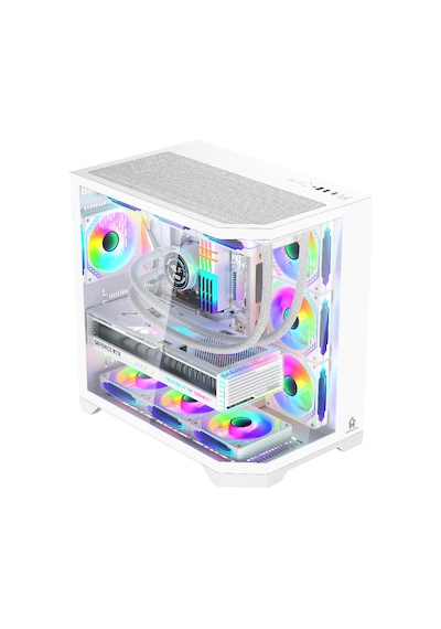 F-7 Edge 7x Argb Pwm Fan Beyaz Atx Akvaryum Gaming Kasa Oyuncu Kasası