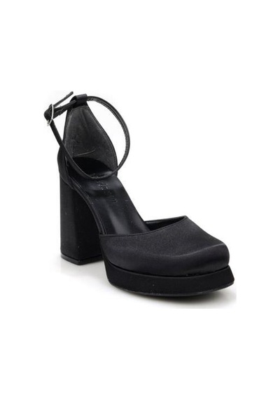 Papuçcity Moda Zen 03512 Kadın Topuklu Abiye Ayakkabı Siyah-saten