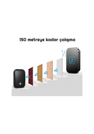 Yenilzd 2 Alıcılı Pil Gerektirmeyen Kablosuz Led Kapı Zili