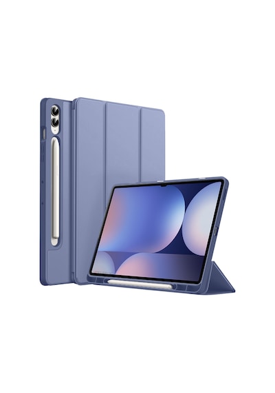 Samsung Galaxy Uyumlu Tab S10 Plus X820 12.4 İnç Kılıf Premium Silikon Kalem Bölmeli Smart Case Kapaklı Kılıf