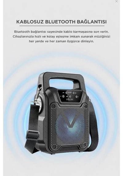 Delux Serisi Dis Mekan Ses Cihazı Parti Aleti Bluetooth Hoparlör Gts-1767 Siyah