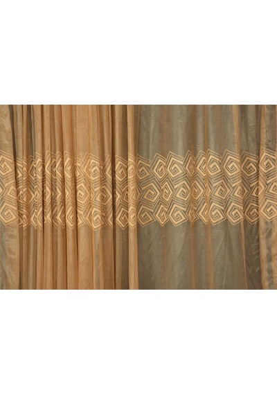 Geometrik Gold Dikilmiş Pileli Fon Perde 300x260 Cm